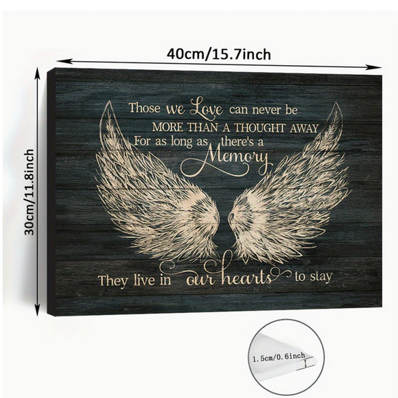 Large Stretch Canvas Print Angel Wings, Those We Love Can Never Be Far Away - Picture 6 of 6